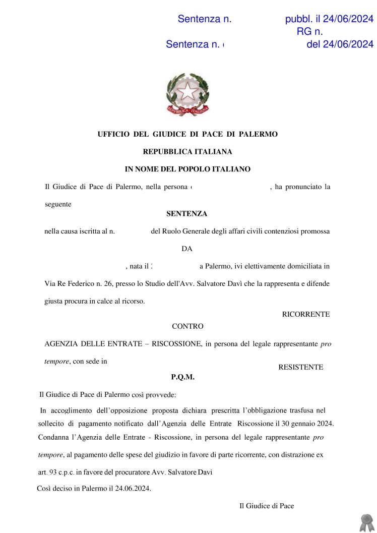 Annullato il sollecito di pagamento notificato dall’Agenzia delle Entrate Riscossione per violazioni del Codice della&nbsp;Strada