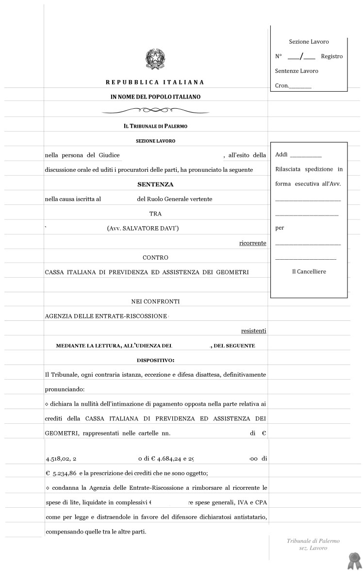 Prescritti i crediti della Cassa Geometri, annullata intimazione dell’ADER per oltre 14.000&nbsp;euro.