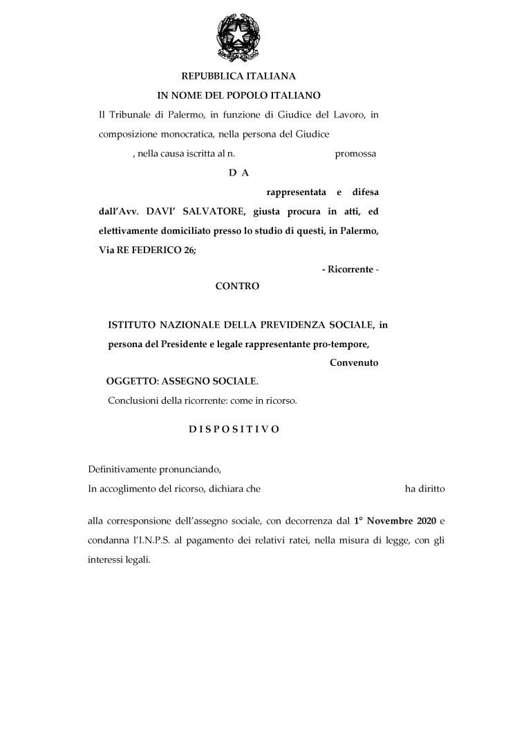 La rinuncia al mantenimento in sede di separazione è compatibile con il diritto all’assegno sociale.
